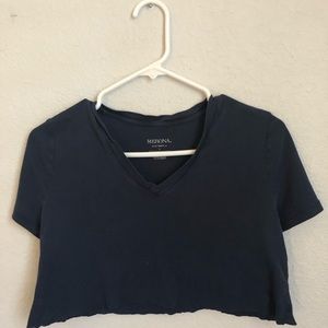 navy v neck crop top